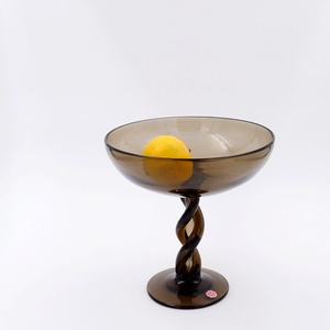 Mid-Century Twisted smoked Glass Bowl - Italy, Murano 1960s