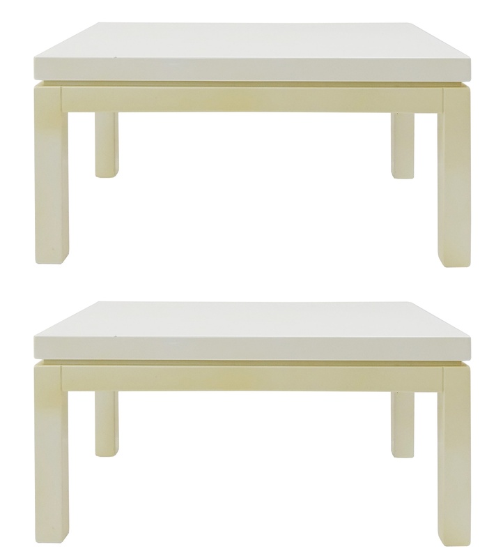 Pair of Cream White Lacquered end/side tables
