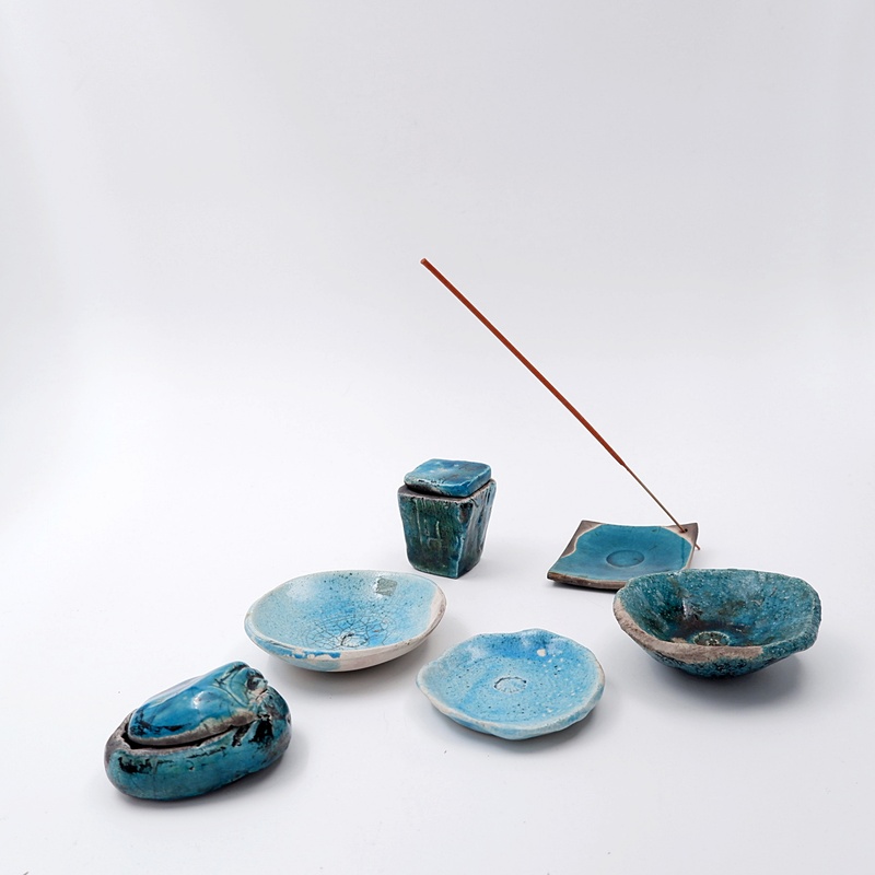 Set of decorative ceramics turquoise 