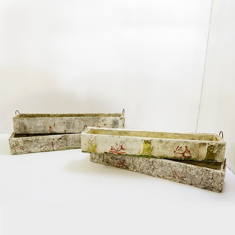 polychrome cement planters from Emile Taugourdeau’s Zoological Garden - set of 4