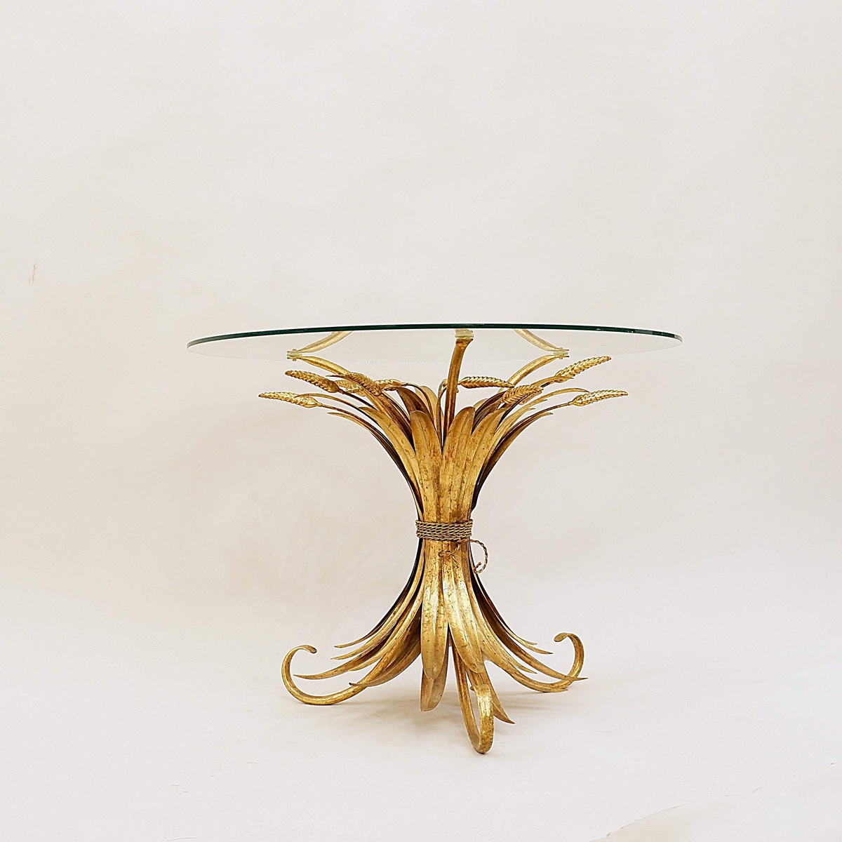 Vintage Gilt Metal Sheaf of Wheat Coffee Table in the style of Coco Chanel, 1960