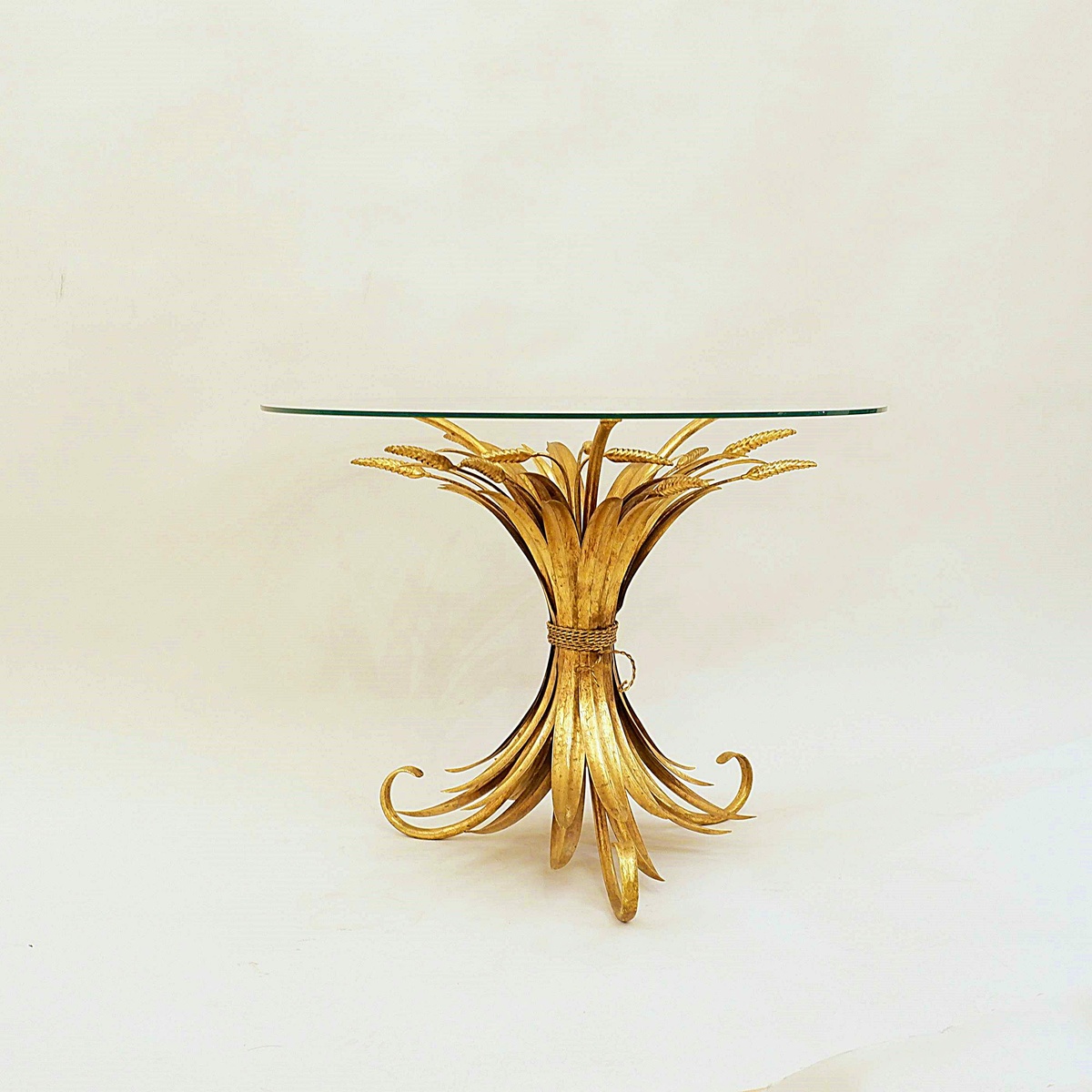 Vintage Gilt Metal Sheaf of Wheat Coffee Table in the style of Coco Chanel, 1960