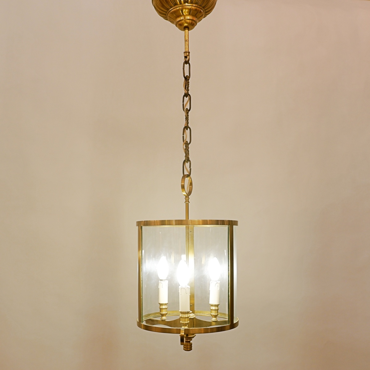 Bronze and Glass Hall lantern with four lights - 20th