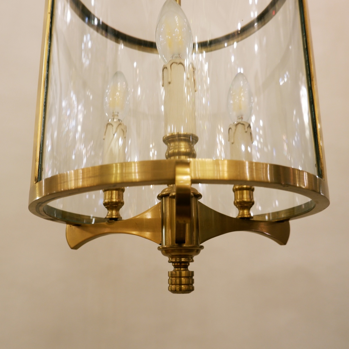 Bronze and Glass Hall lantern with four lights - 20th