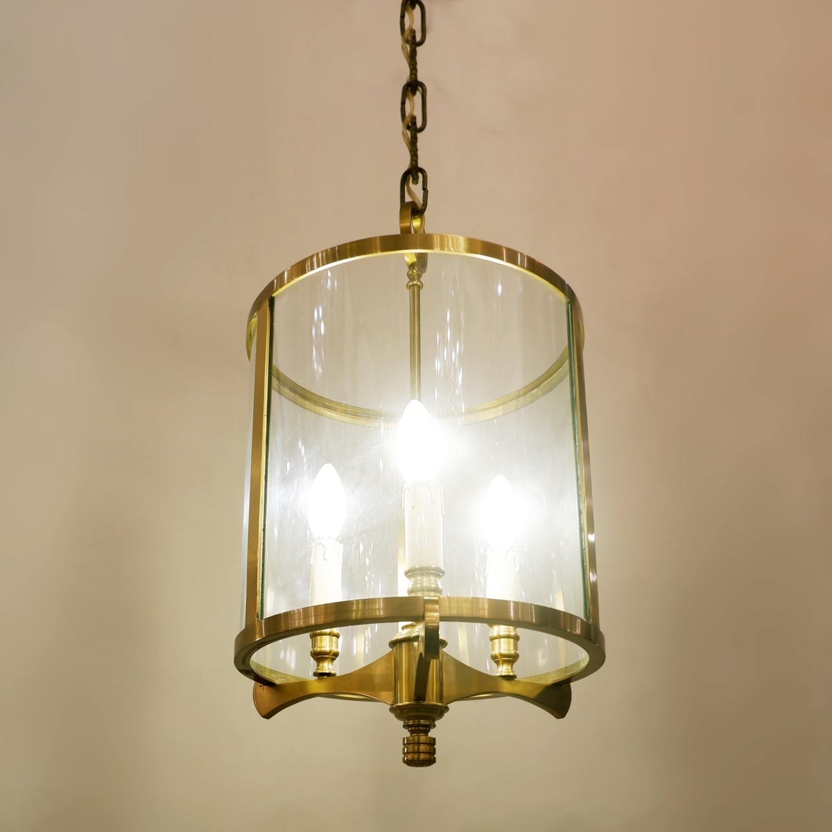 Bronze and Glass Hall lantern with four lights - 20th