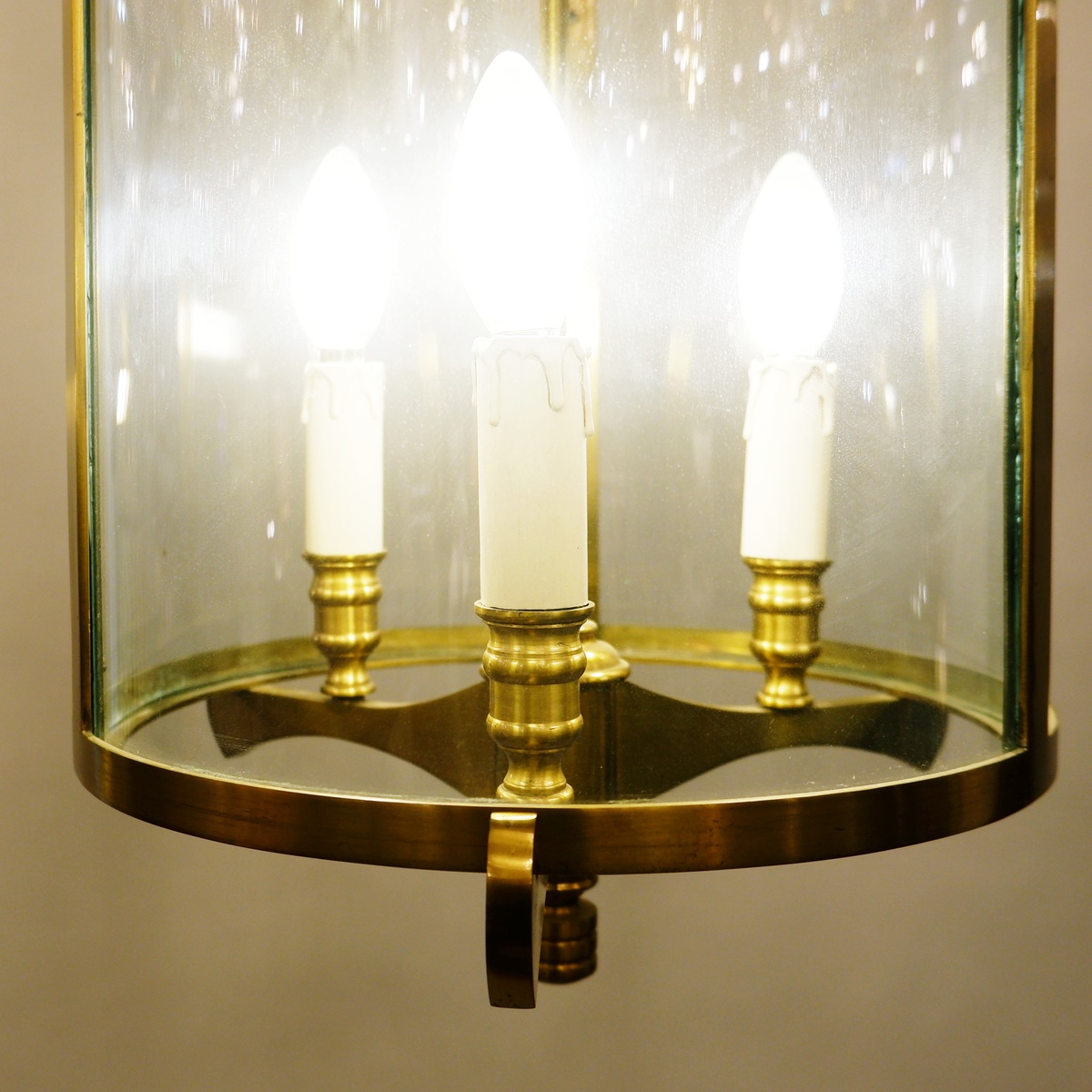 Bronze and Glass Hall lantern with four lights - 20th