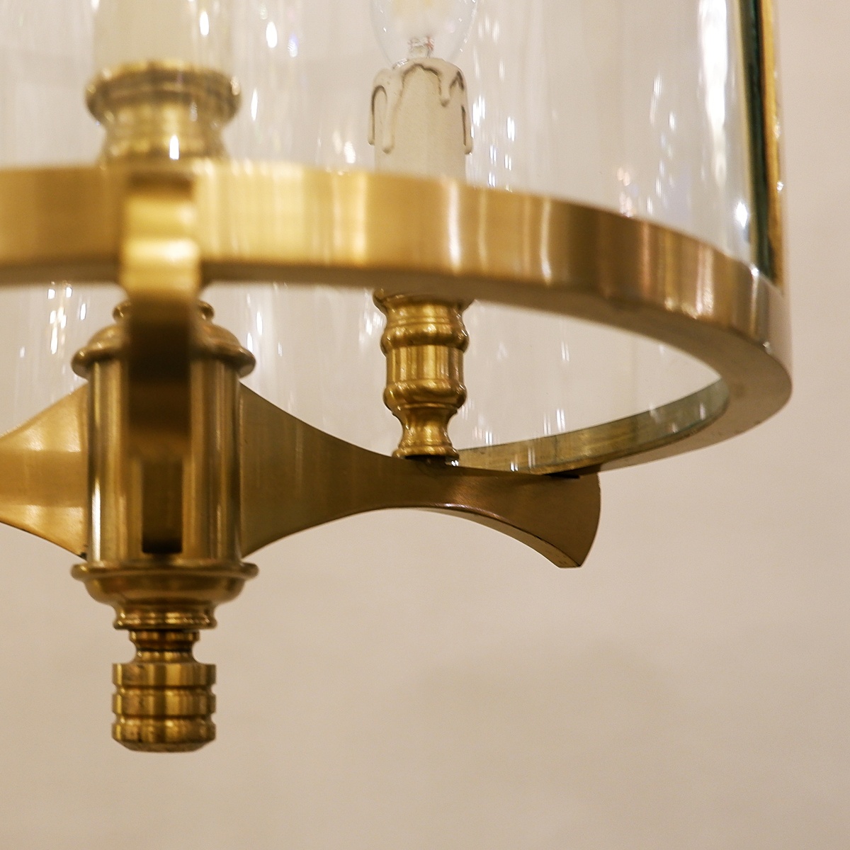 Bronze and Glass Hall lantern with four lights - 20th
