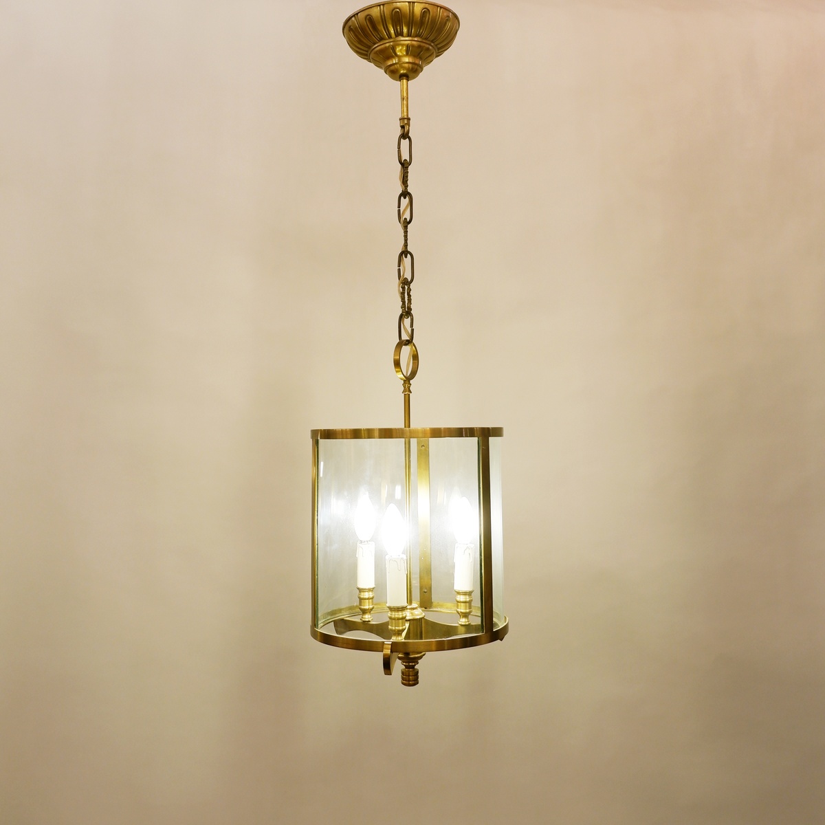 Bronze and Glass Hall lantern with four lights - 20th