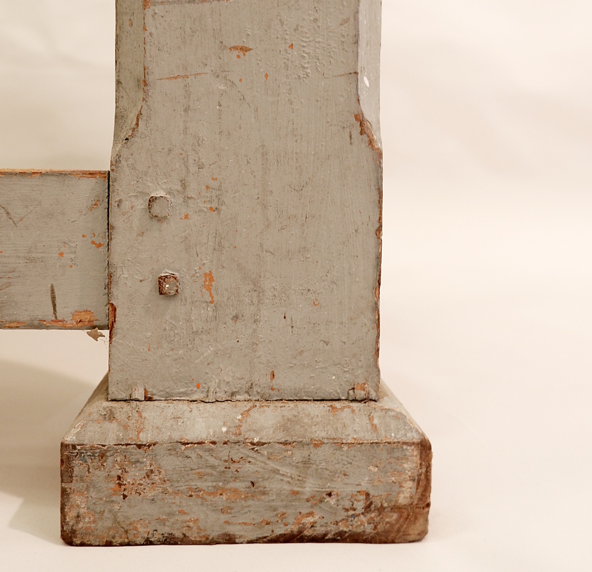 Solid wood workshop table with gray patina - pair available