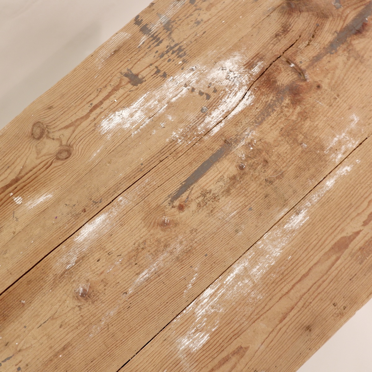 Solid wood workshop table with gray patina - pair available