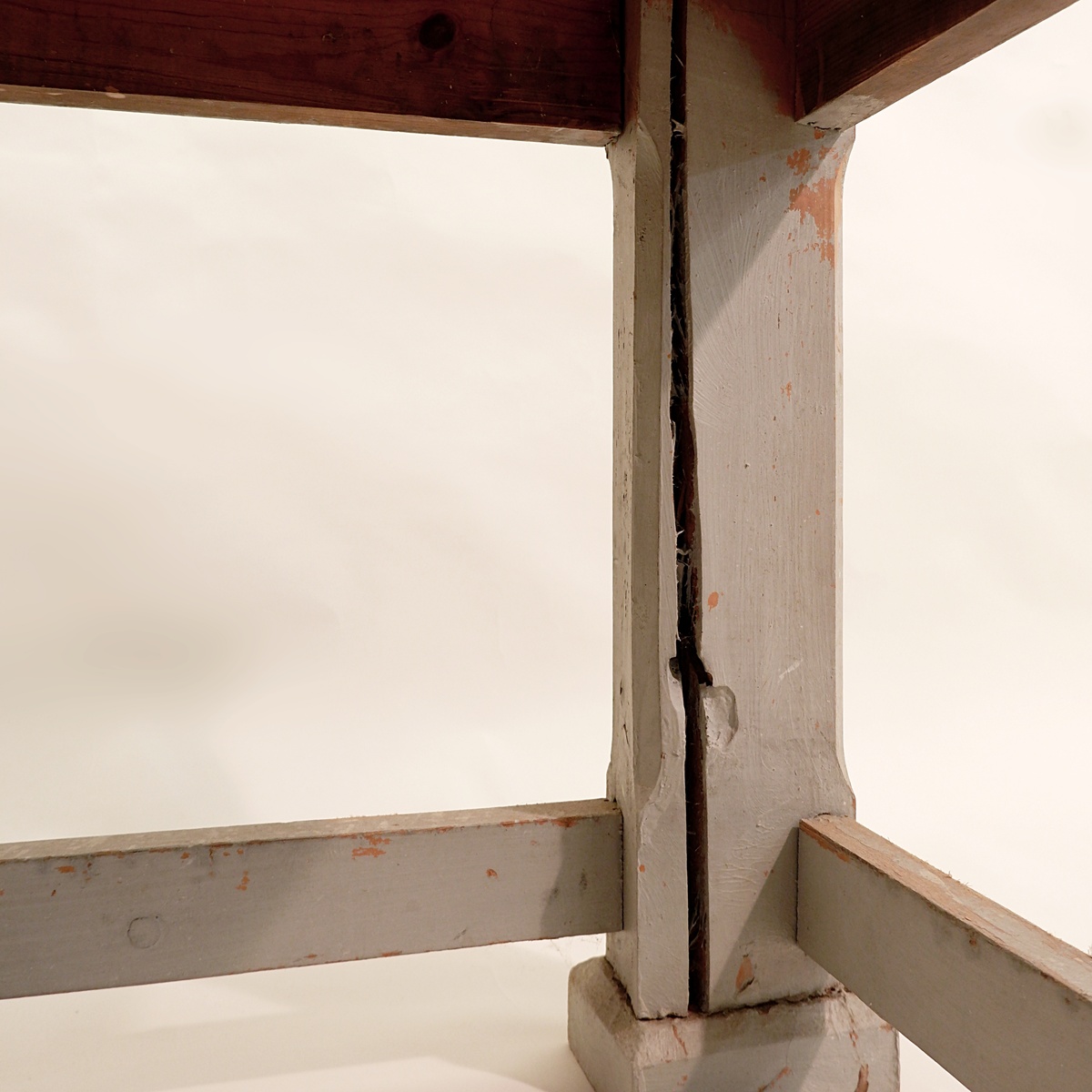 Solid wood workshop table with gray patina - pair available
