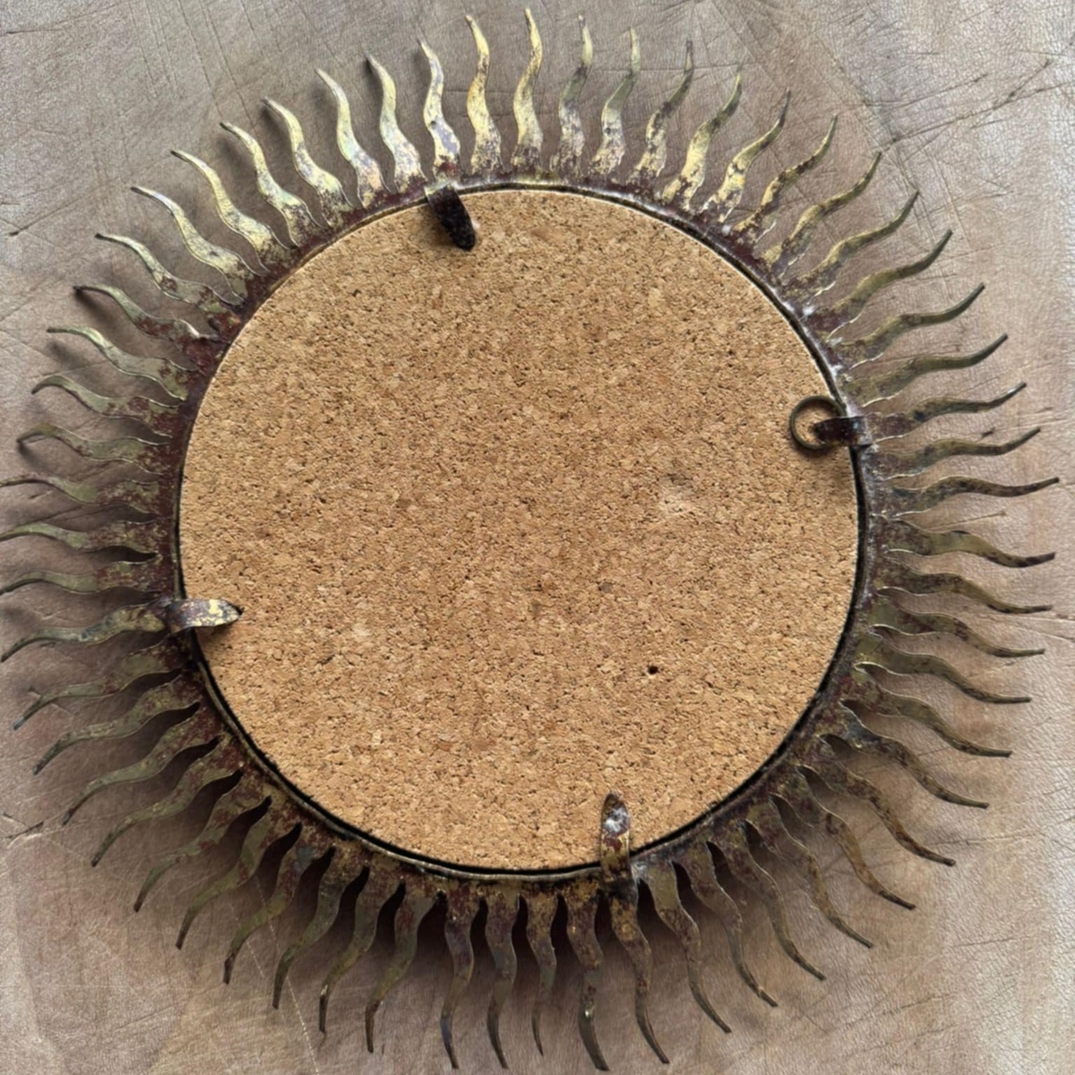 20th Century Small Gold wrought iron Sun Mirror Ø 24cm