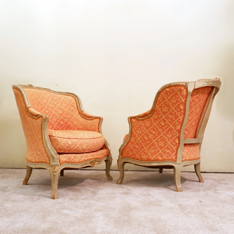 Set of Louis XV Style Gondola Bergère Armchairs