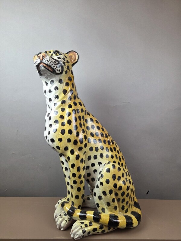 Glazed terracotta leopard, Italy circa 1950 