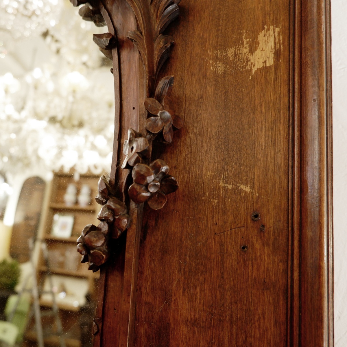 Large 19th-century Louis XV style trumeau in solid carved wood