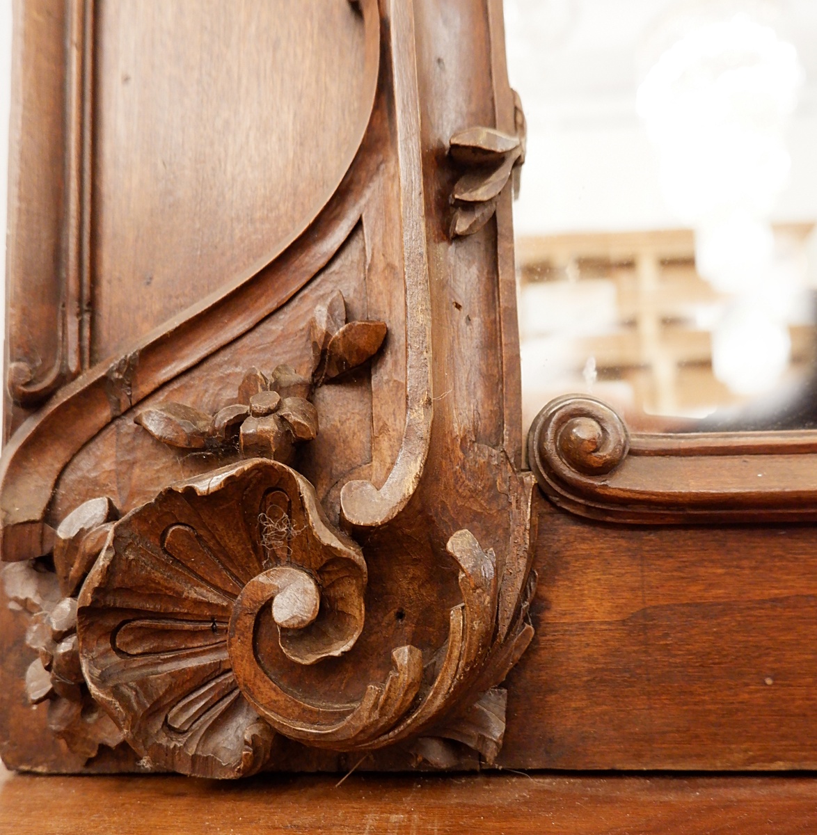 Large 19th-century Louis XV style trumeau in solid carved wood