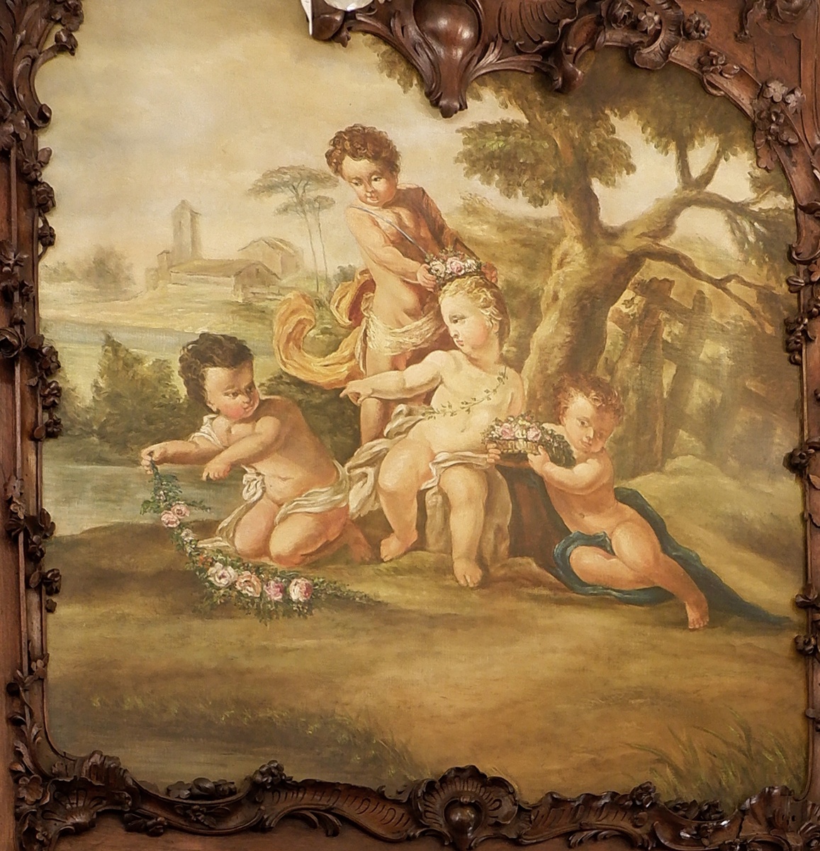 Large 19th-century Louis XV style trumeau in solid carved wood