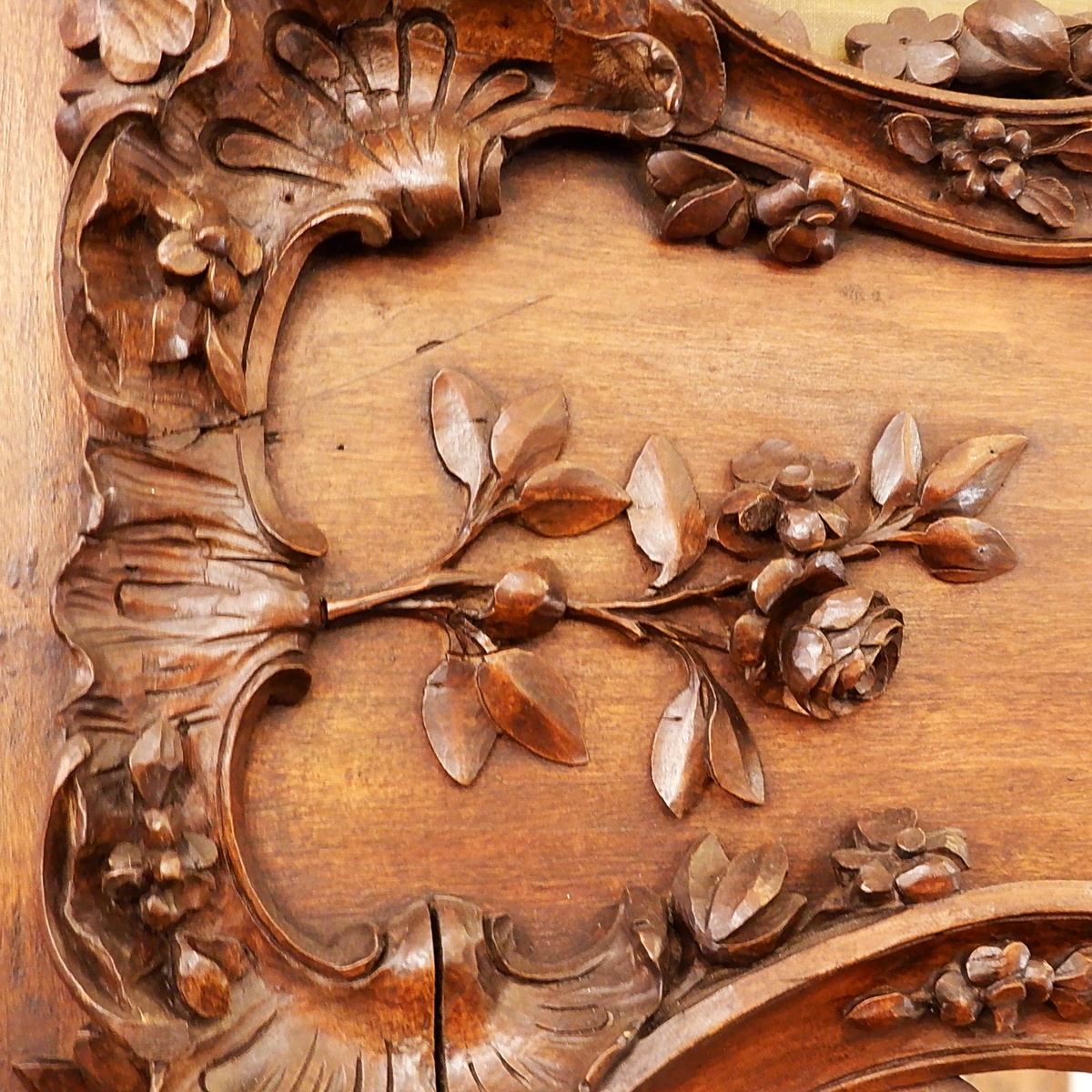 Large 19th-century Louis XV style trumeau in solid carved wood
