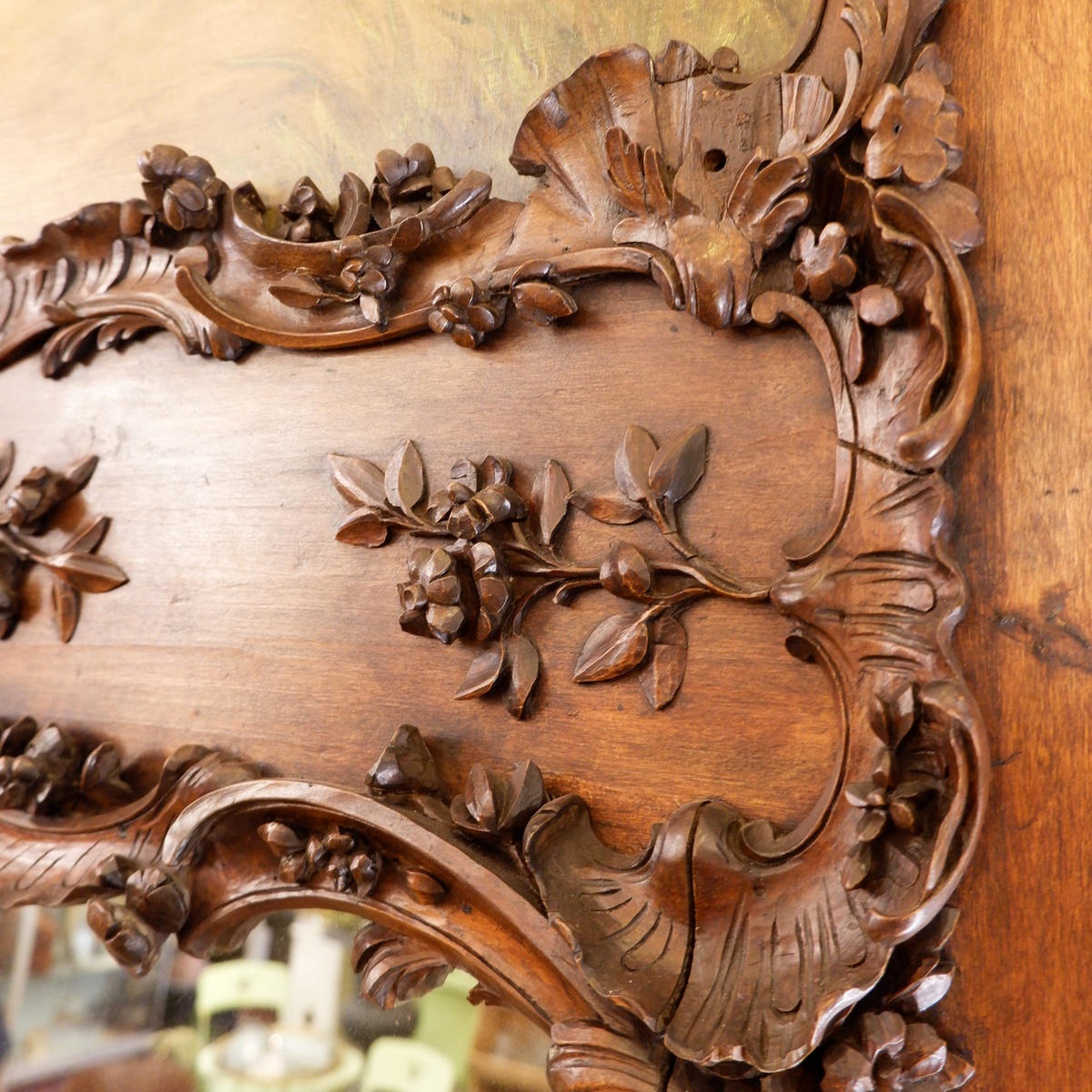 Large 19th-century Louis XV style trumeau in solid carved wood