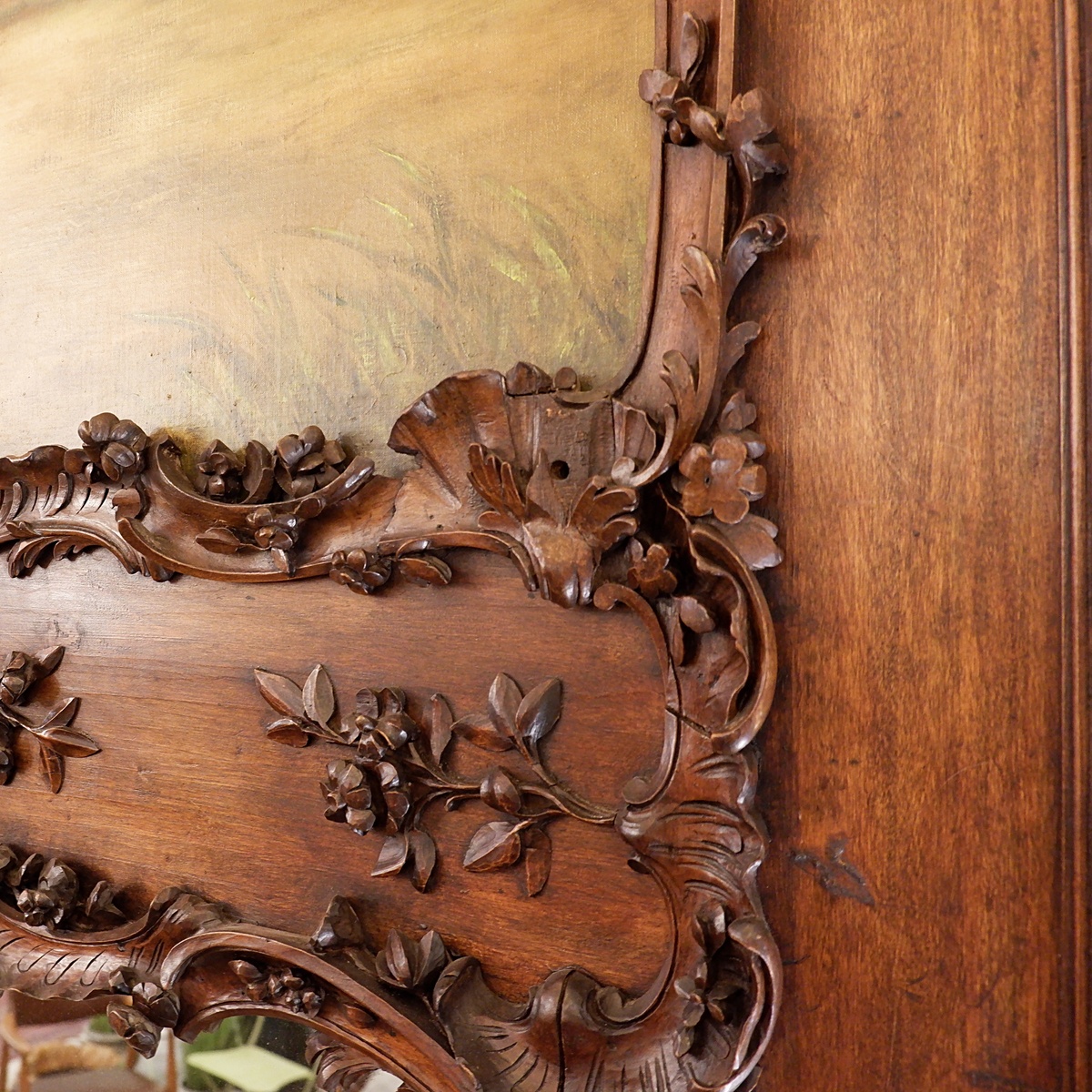 Large 19th-century Louis XV style trumeau in solid carved wood